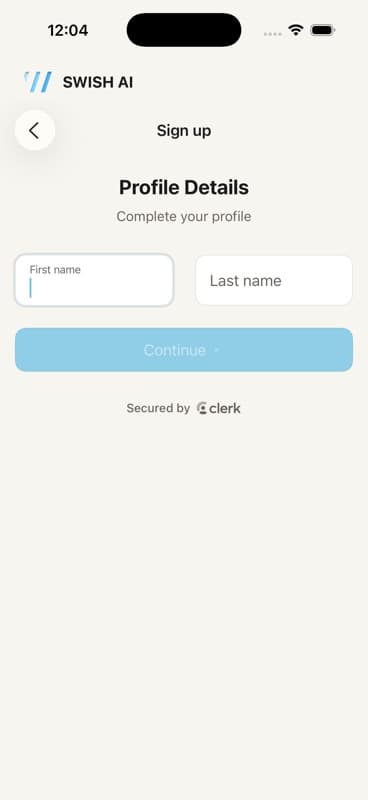 Profile details screen