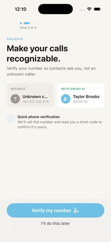 Caller ID verification prompt