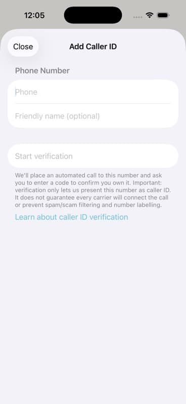 Phone verification form