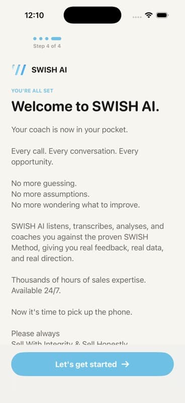 Onboarding completion screen