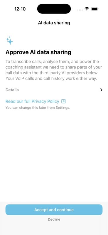 AI data sharing prompt